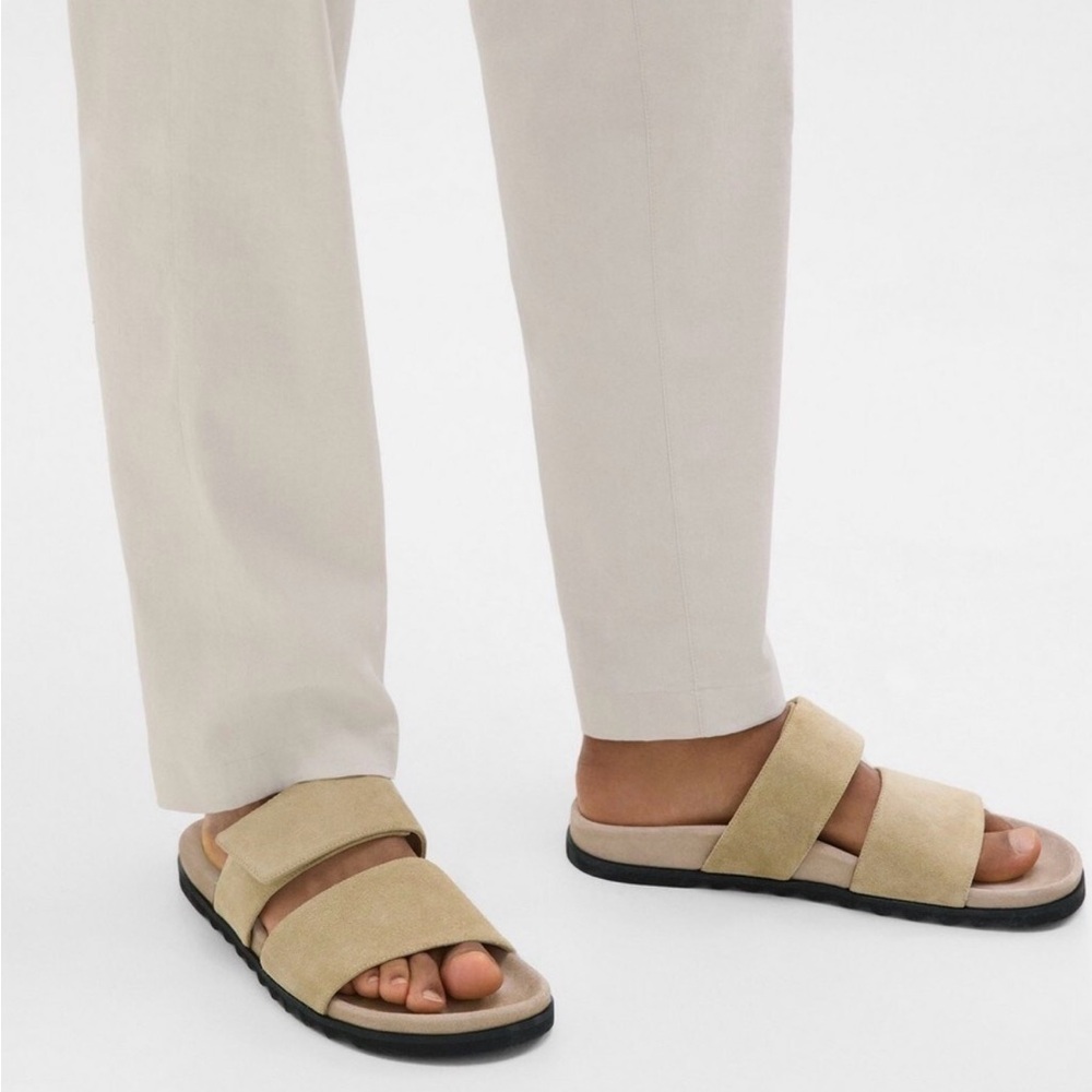 Theory Men's Suede Double-Strap Sandals in Beige